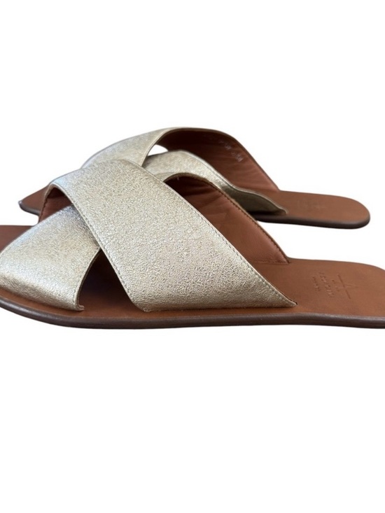 Aquatalia Shoes - Aquatalia Metallic Gold Crisscross Leather Slide Sandals